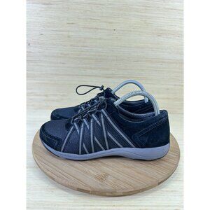 Dansko Honor Black Suede Cinch Tie Sneaker Shoes Womens Size 39 US 8.5